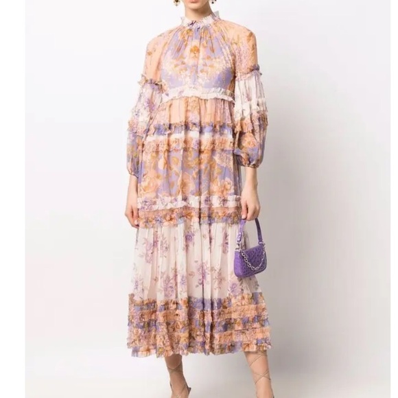 Zimmermann Rosa Frill Midi Dress size Large (4)